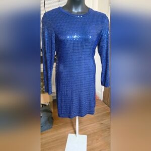 Morgan & Co. Royal Blue Sequin Long Sleeve Dress